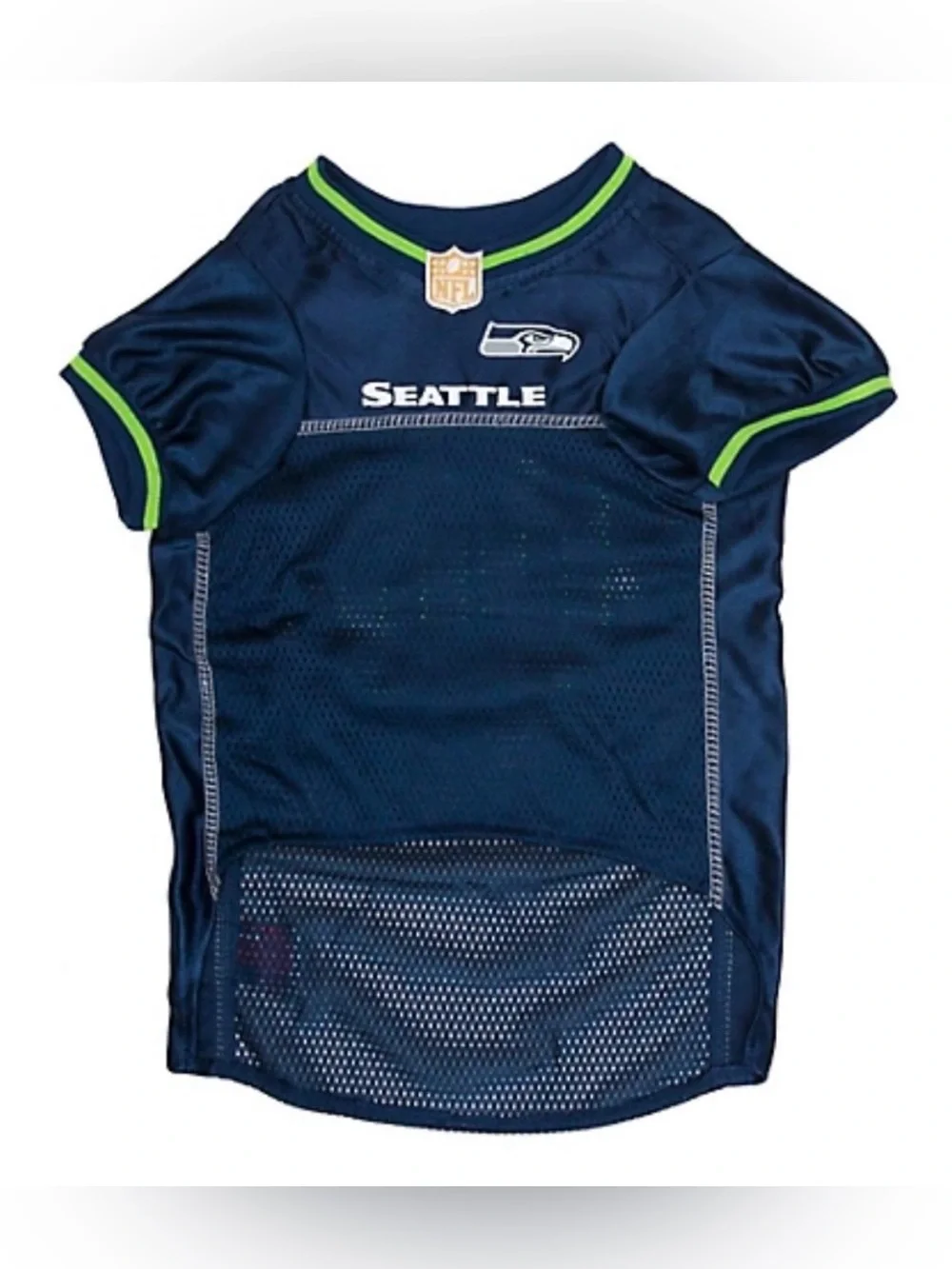 NFL Seattle Dog Jersey in Navy and Neon Green